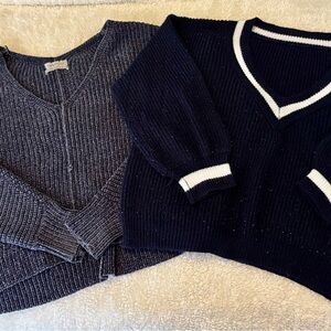 Urban Outfitters Navy and Gray Crew Neck Sweaters